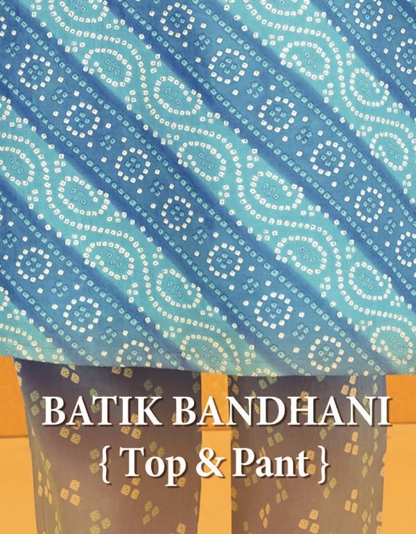 MCM Priyatama Batik Bandhani cotton kurti with pent  Collection
